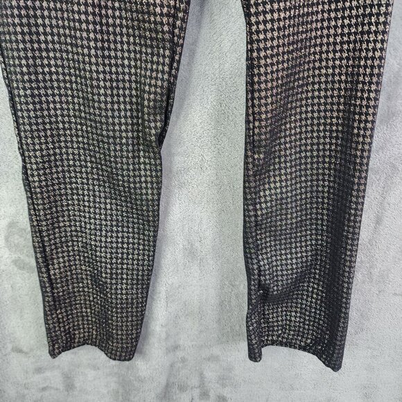 Womens Rachel Zoe Black & Metallic Gold Houndstooth Pants Career Straight 14 - Picture 3 of 12